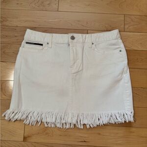 Tommy Hilfiger White Denim Fringe Skirt